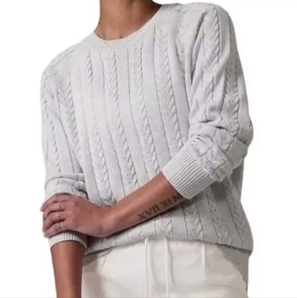 Athleta Crossroads Crew Sweater silver metallic size 1x - Picture 2 of 8